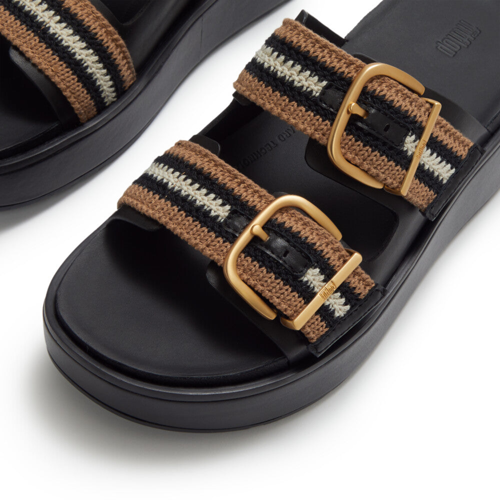 Trenton FitFlop GEN-FF Max Buckle Stripe-Webbing Two-Bar Slides Microwobbleboard
