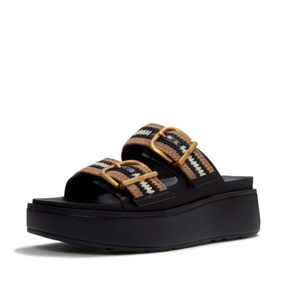 Trenton FitFlop GEN-FF Max Buckle Stripe-Webbing Two-Bar Slides Microwobbleboard