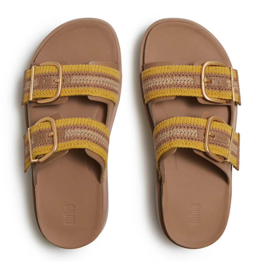 Trenton FitFlop GEN-FF Max Buckle Stripe-Webbing Two-Bar Slides Microwobbleboard