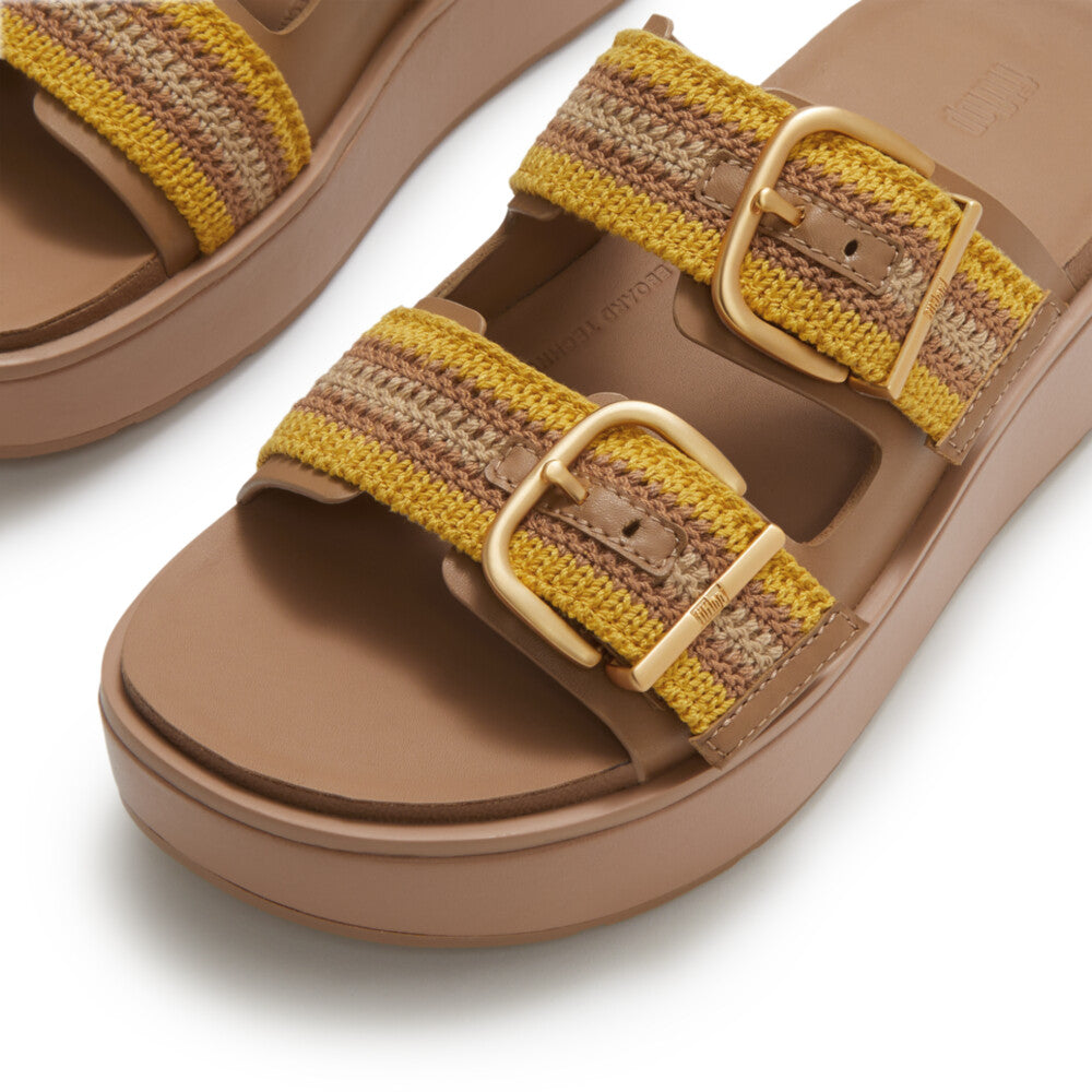 Trenton FitFlop GEN-FF Max Buckle Stripe-Webbing Two-Bar Slides Microwobbleboard