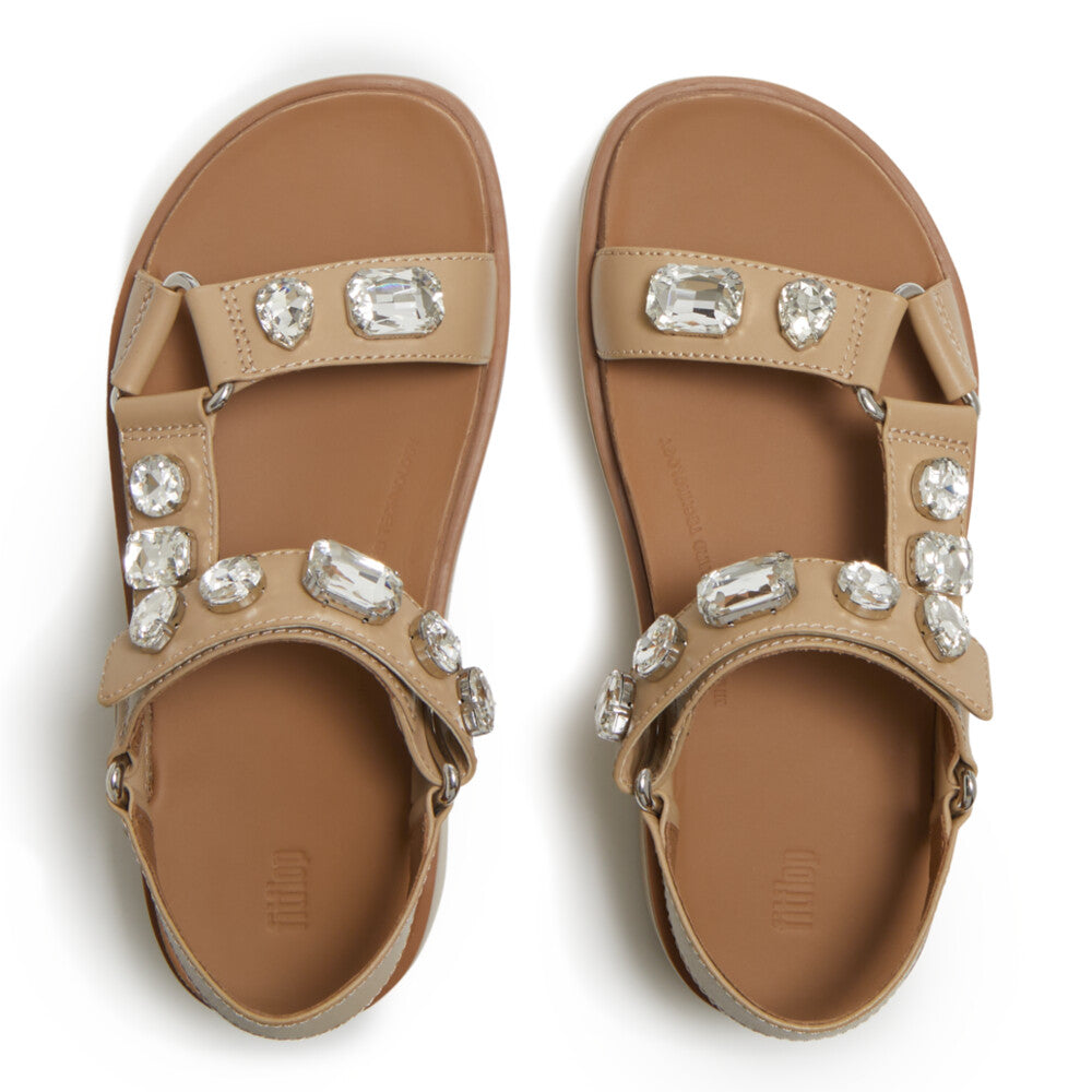 Trenton FitFlop GEN-FF Max Ultra-Jewel Leather Back-Strap Sandals Microwobbleboard