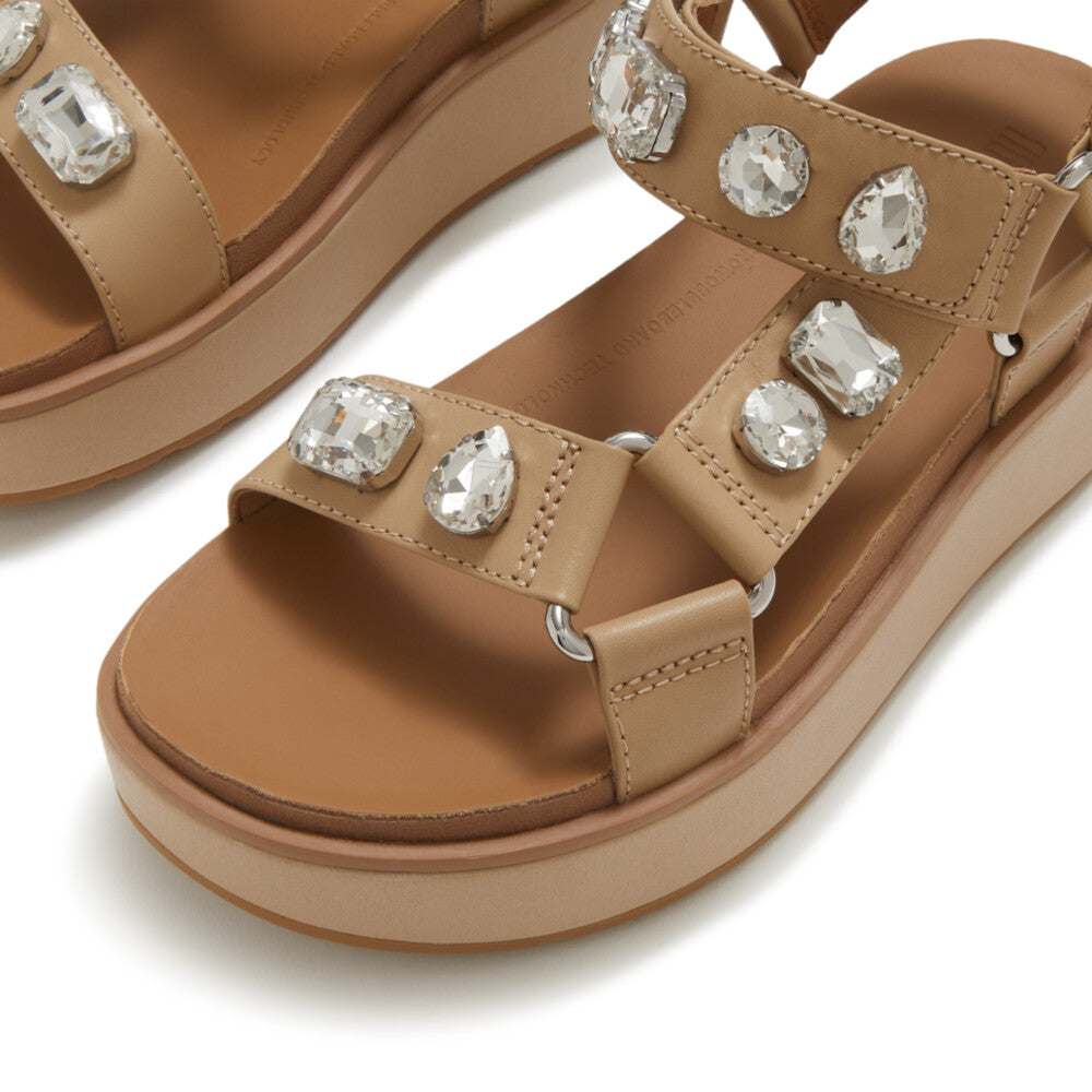 Trenton FitFlop GEN-FF Max Ultra-Jewel Leather Back-Strap Sandals Microwobbleboard