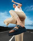 FitFlop FitFlop GEN-FF Max Buckle Two-Bar Denim Slides Microwobbleboard