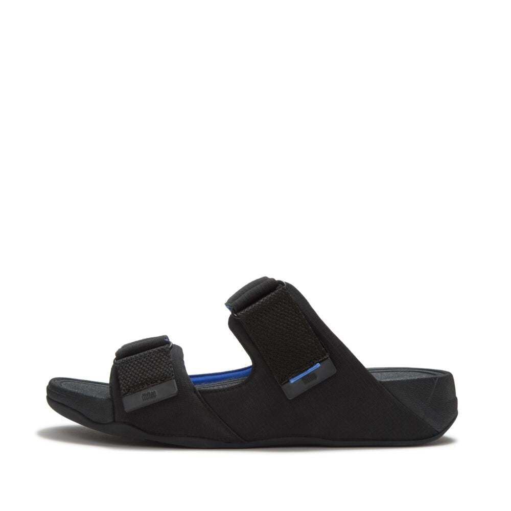 FitFlop FitFlop GOGH MOC Mens Water Repellent Slides Sandal Black/True Blue UK 7