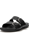 FitFlop Gracie Buckle Two-Bar Leather Slides Dynamicush