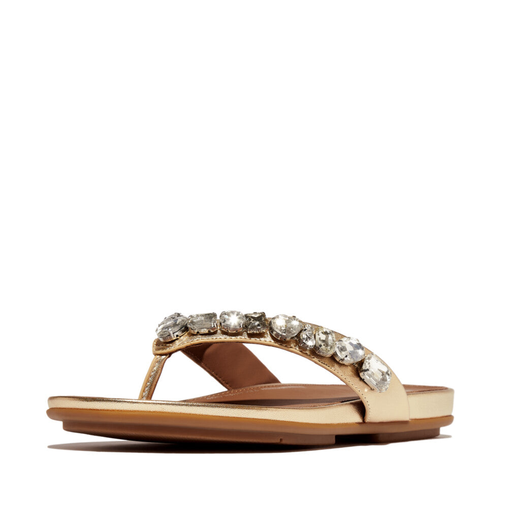 FitFlop GRACIE Jewel-Deluxe Metallic-Leather Flip-Flops Sandal