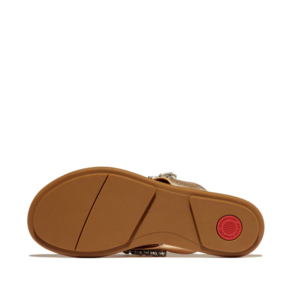 FitFlop GRACIE Jewel-Deluxe Metallic-Leather Flip-Flops Sandal