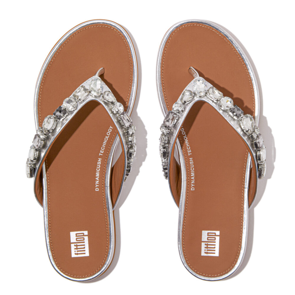 FitFlop GRACIE Jewel-Deluxe Metallic-Leather Flip-Flops Sandal