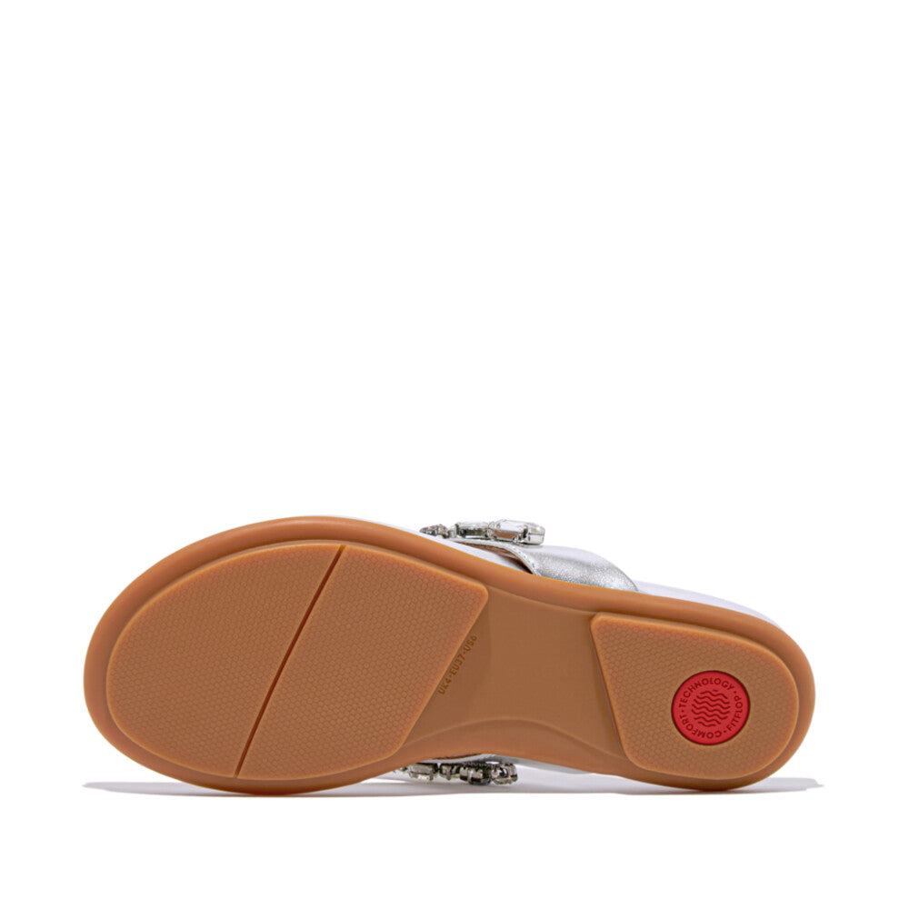 FitFlop GRACIE Jewel-Deluxe Metallic-Leather Flip-Flops Sandal