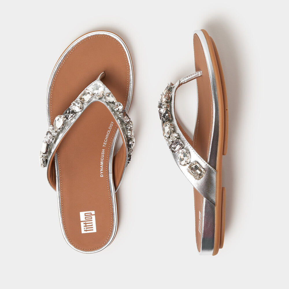 FitFlop GRACIE Jewel-Deluxe Metallic-Leather Flip-Flops Sandal