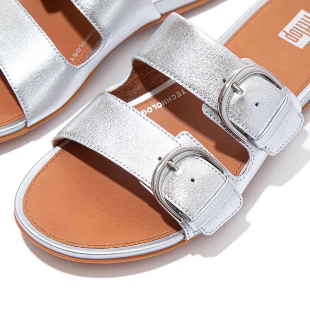 FitFlop FitFlop GRACIE Buckle Two-Bar Leather Slides    