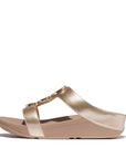 FitFlop FitFlop Halo Bead-Circle Metallic H-Bar Slides Sandal Metallic Latte Beige 4