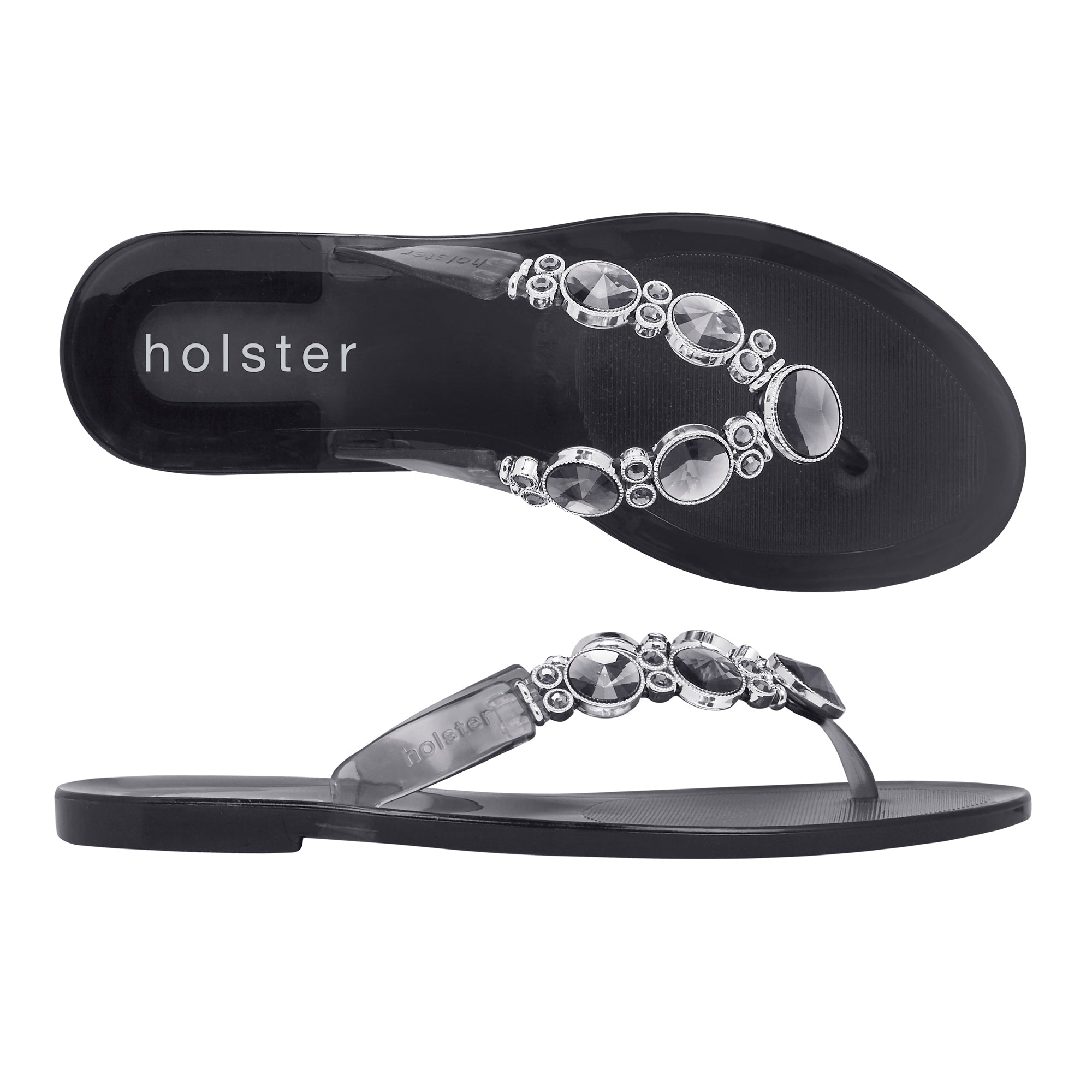 Holster Fashion South Africa Holster Embellish Sandal Clear Graphite UK3