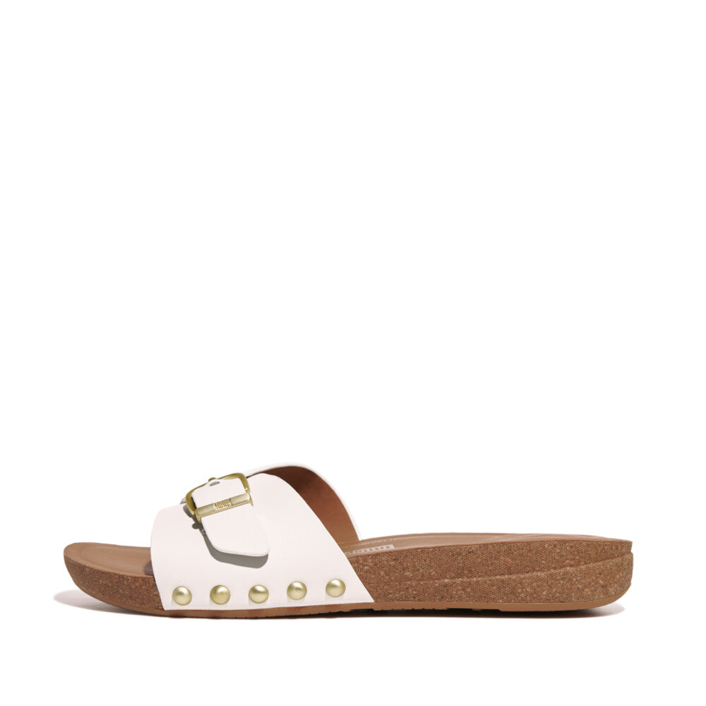 Adjustable Buckle Leather Sliders IQUSHION iQushion White 4