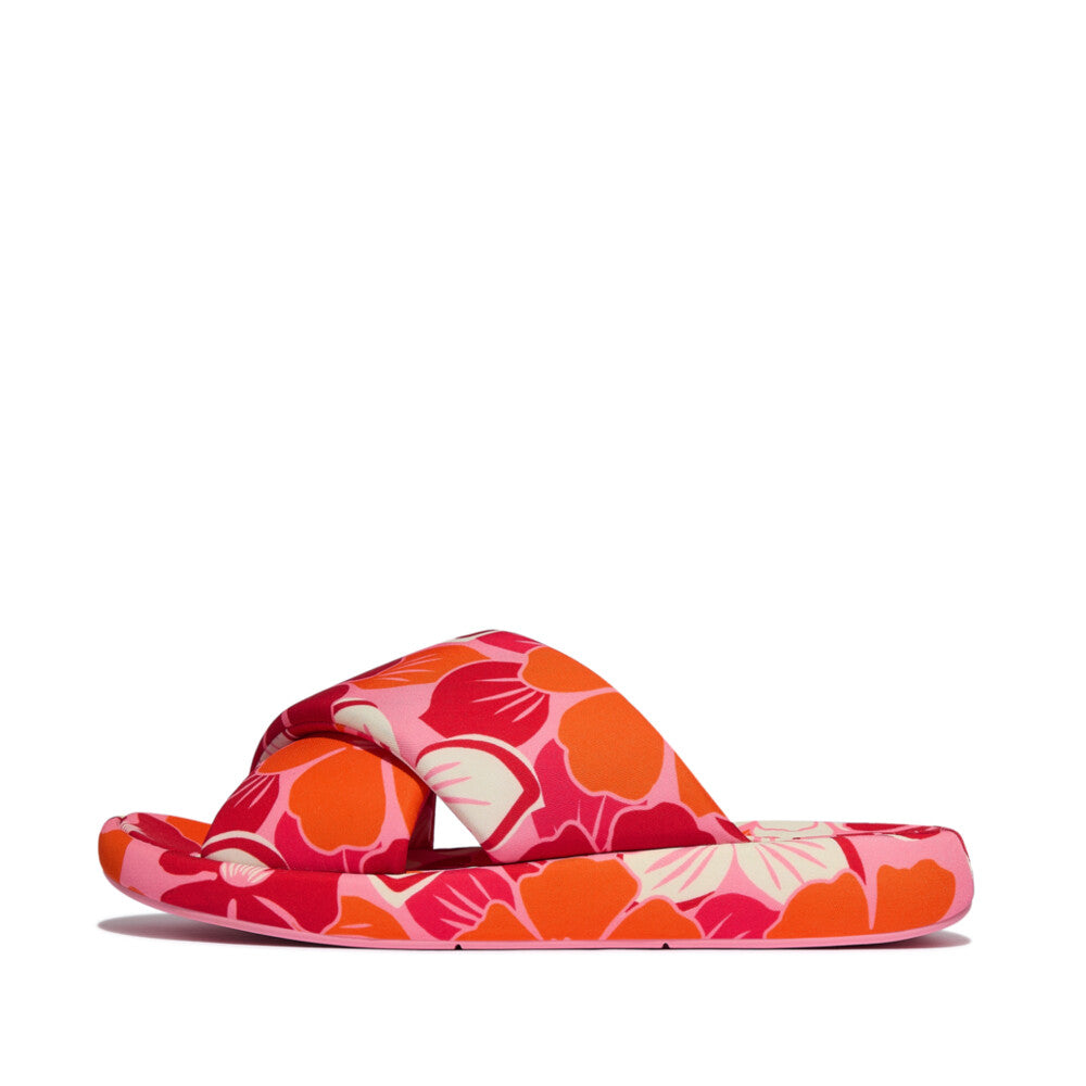 D-Luxe Padded Flowerz Cross Slides IQUSHION iQushion Redberry mix UK4