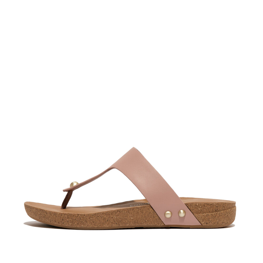 Leather Toe-Post Sandals IQUSHION iQushion Beige Bluff 4
