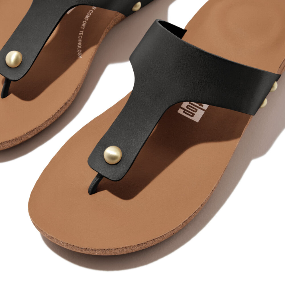 Leather Toe-Post Sandals IQUSHION iQushion