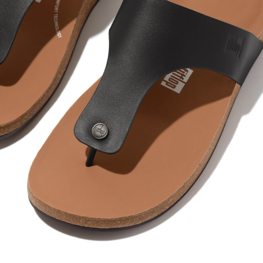 Mens Leather Toe-Post Sandals IQUSHION iQushion
