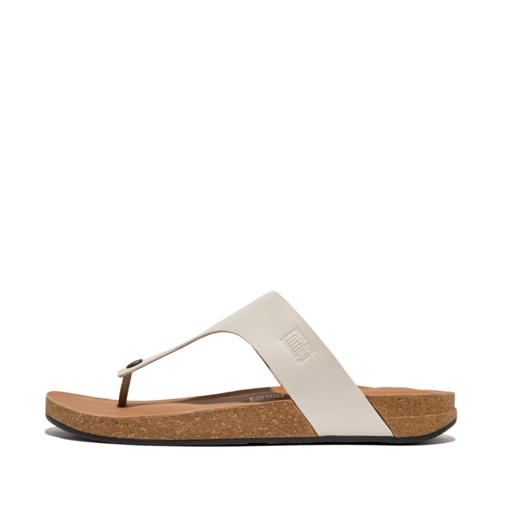 Mens Leather Toe-Post Sandals IQUSHION iQushion Clay Grey 7