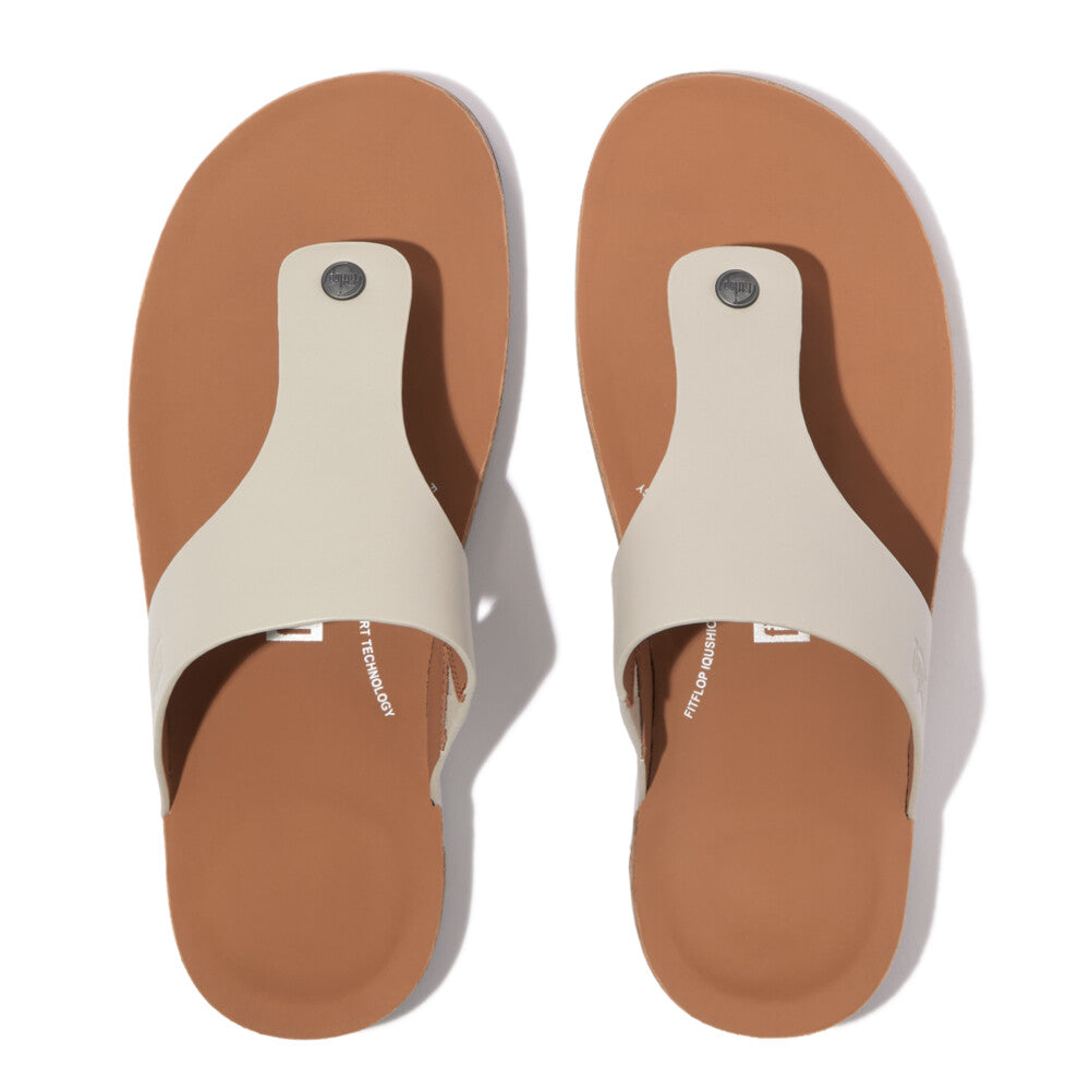 Mens Leather Toe-Post Sandals IQUSHION iQushion