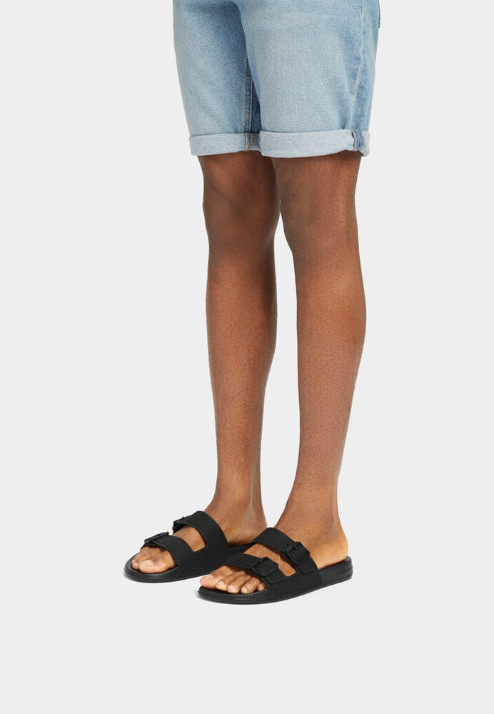 FitFlop FitFlop IQUSHION Mens Two-Bar Buckle Slides    