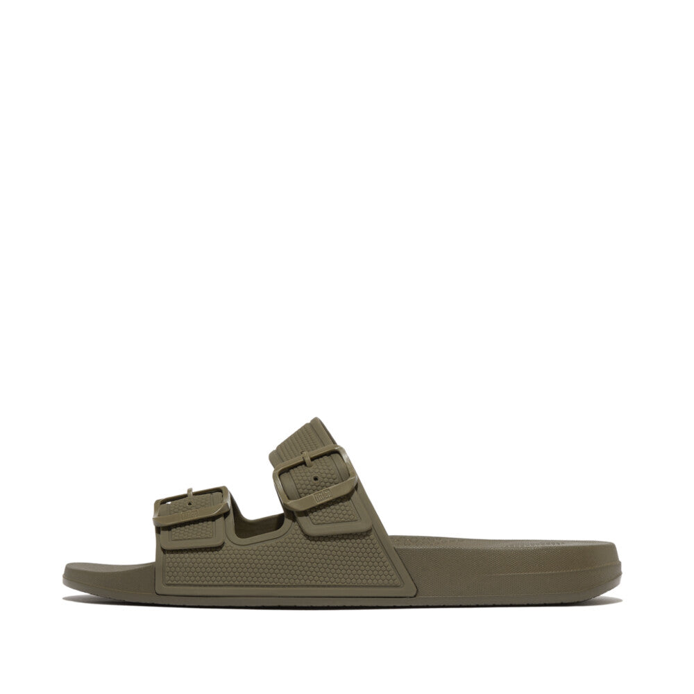 Mens Two-Bar Buckle Slides IQUSHION iQushion Deep Olive 7