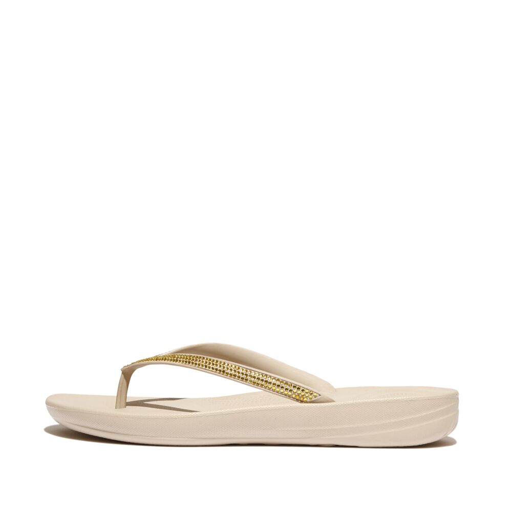 FitFlop FitFlop IQUSHION Sparkle Flip-Flops iQushion Stone Beige UK 3