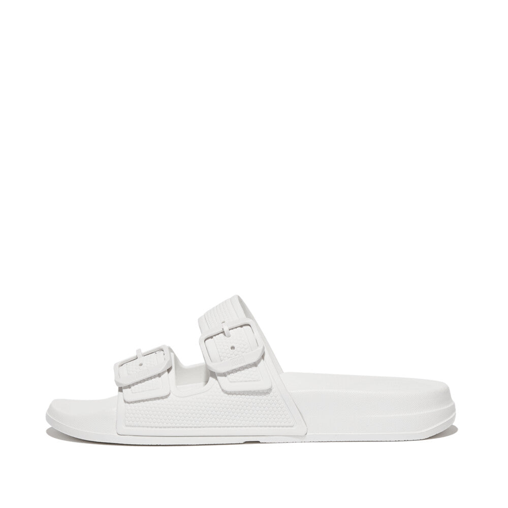 FitFlop FitFlop IQUSHION Two-Bar Buckle Slides  White 3 