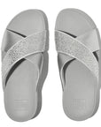 Trenton Lulu Crystal Mix Metallic Cross Slides Sandal   