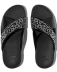 Trenton Lulu Crystal Mix Metallic Cross Slides Sandal   