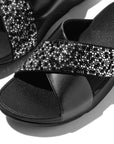 Trenton Lulu Crystal Mix Metallic Cross Slides Sandal   