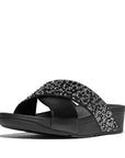 Trenton Lulu Crystal Mix Metallic Cross Slides Sandal   