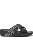 Trenton Lulu Crystal Mix Metallic Cross Slides Sandal   