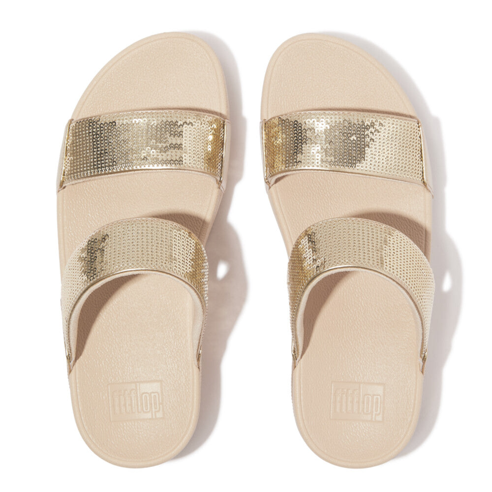 Trenton Lulu Two Bar Slide Sequinned Glitz Sandal   