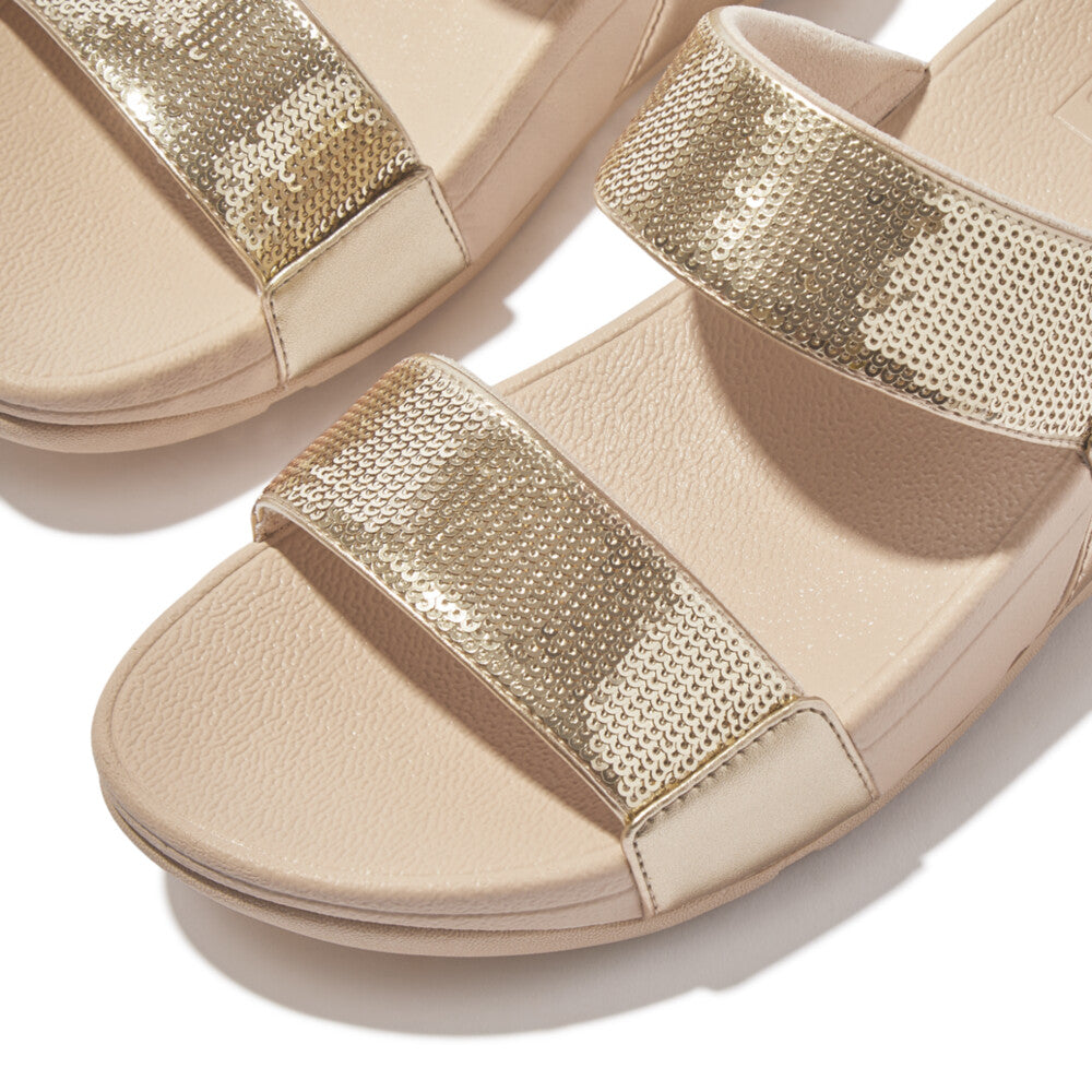 Trenton Lulu Two Bar Slide Sequinned Glitz Sandal   