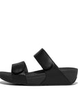 Adjustable Leather Slides LULU Microwobbleboard All Black 4
