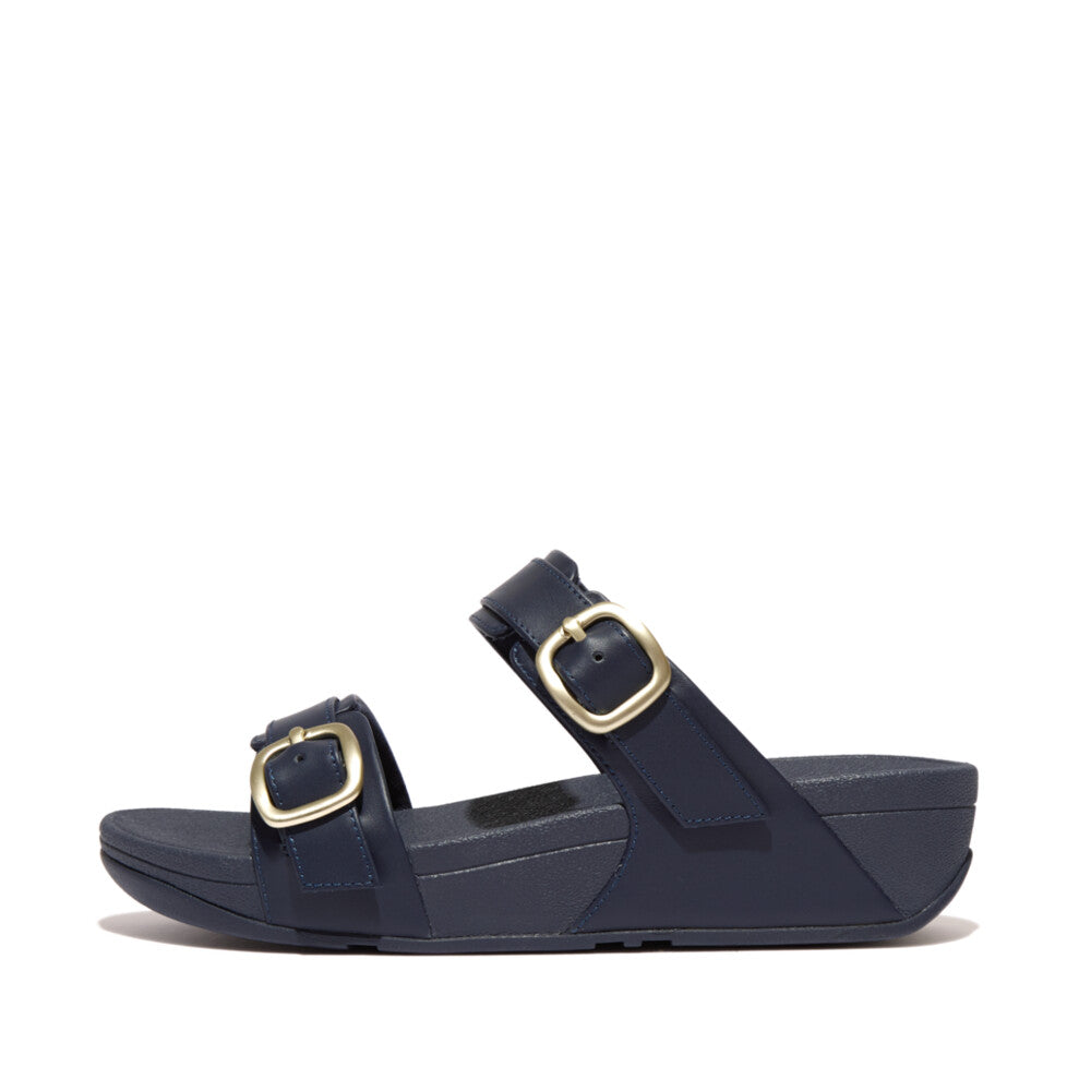 FitFlop FitFlop LULU Adjustable Leather Slides  Midnight Navy 3 