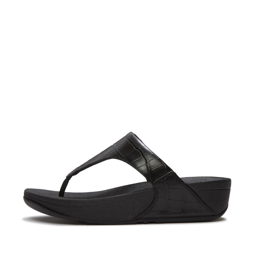 FitFlop FitFlop Lulu Crocodile Toe-Post Sandals Microwobbleboard