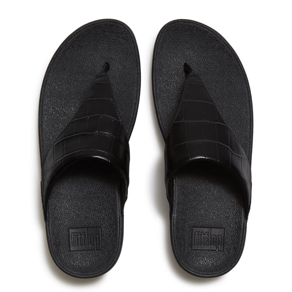 FitFlop FitFlop Lulu Crocodile Toe-Post Sandals Microwobbleboard