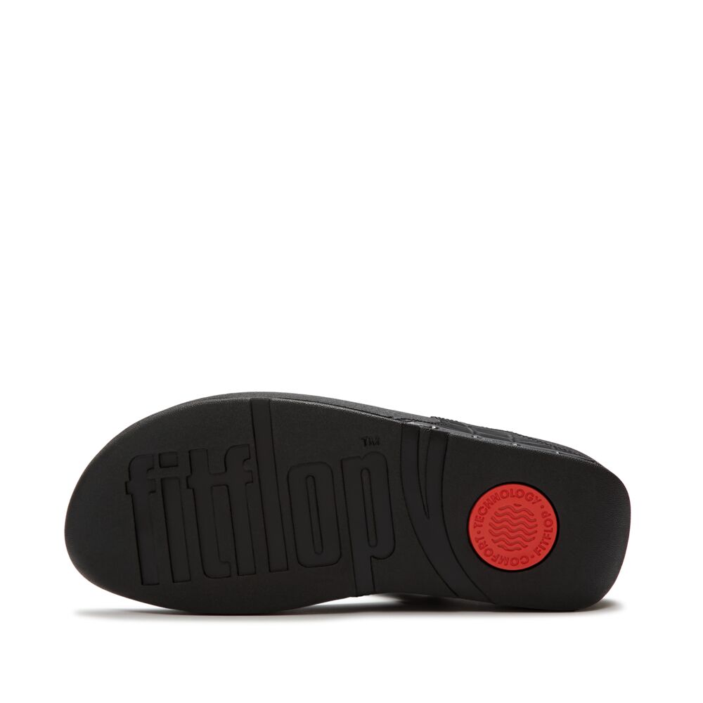 FitFlop FitFlop Lulu Crocodile Toe-Post Sandals Microwobbleboard