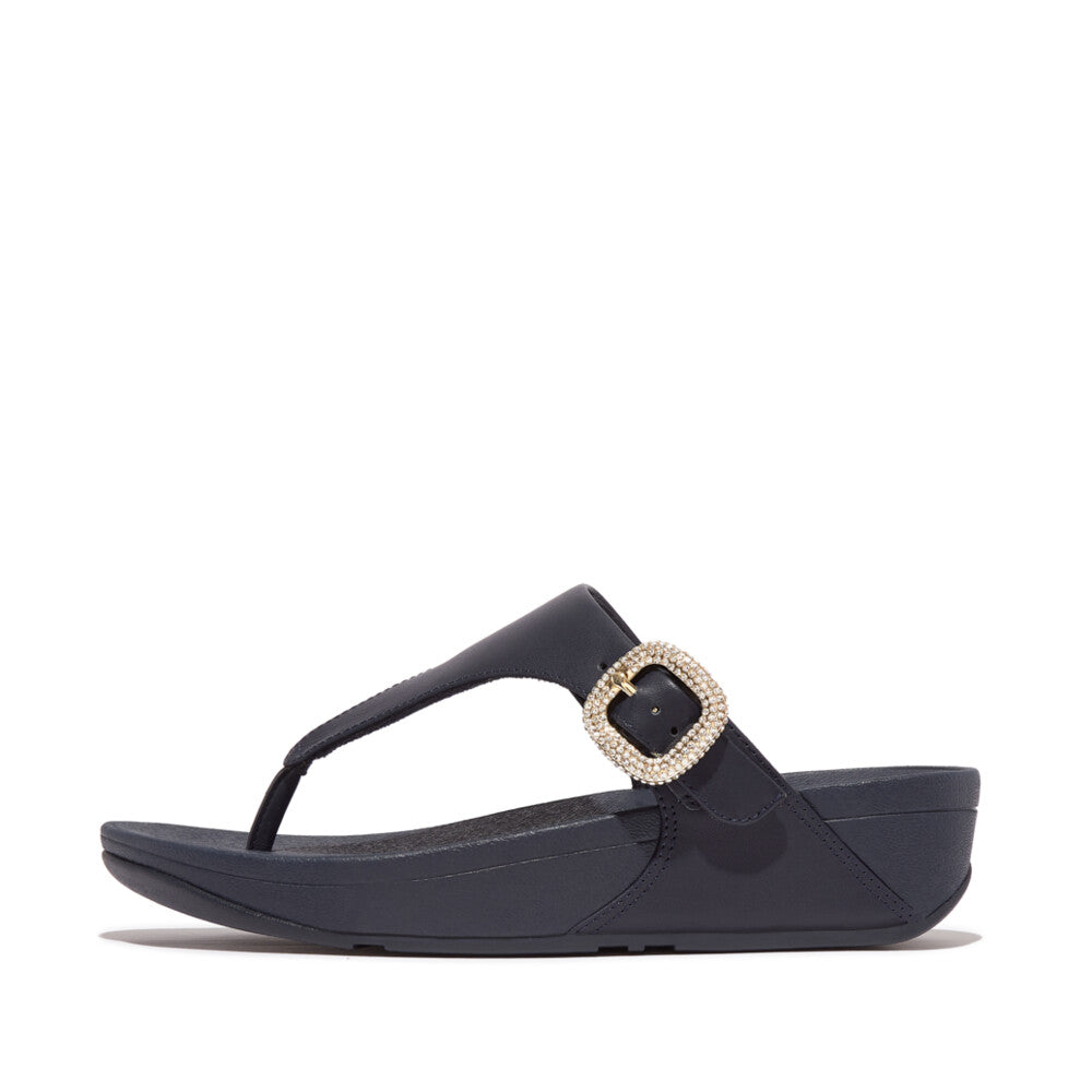 FitFlop FitFlop Lulu Crystal-Buckle Leather Toe-Post Sandals Sandal Midnight Navy 4 