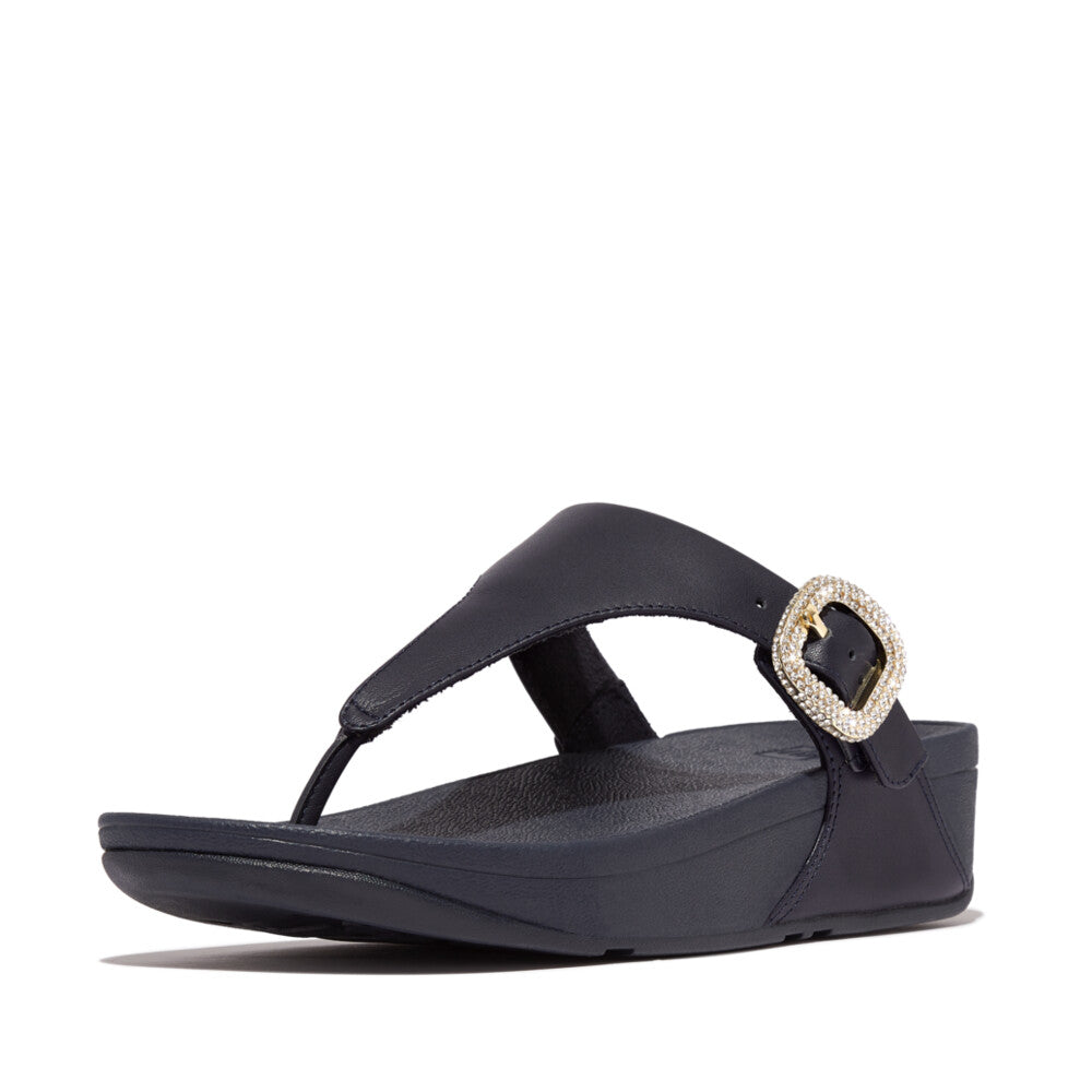 FitFlop FitFlop Lulu Crystal-Buckle Leather Toe-Post Sandals Sandal   