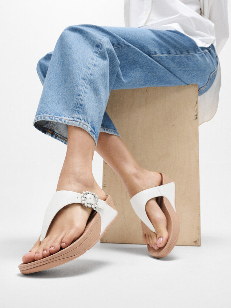 FitFlop LULU Crystal-Buckle Leather Toe-Post Sandals Sandal