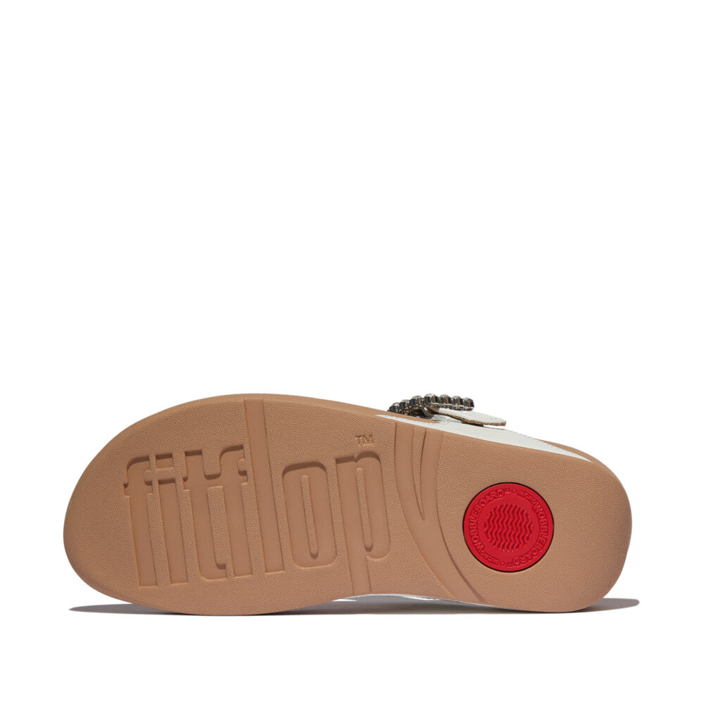 FitFlop LULU Crystal-Buckle Leather Toe-Post Sandals Sandal