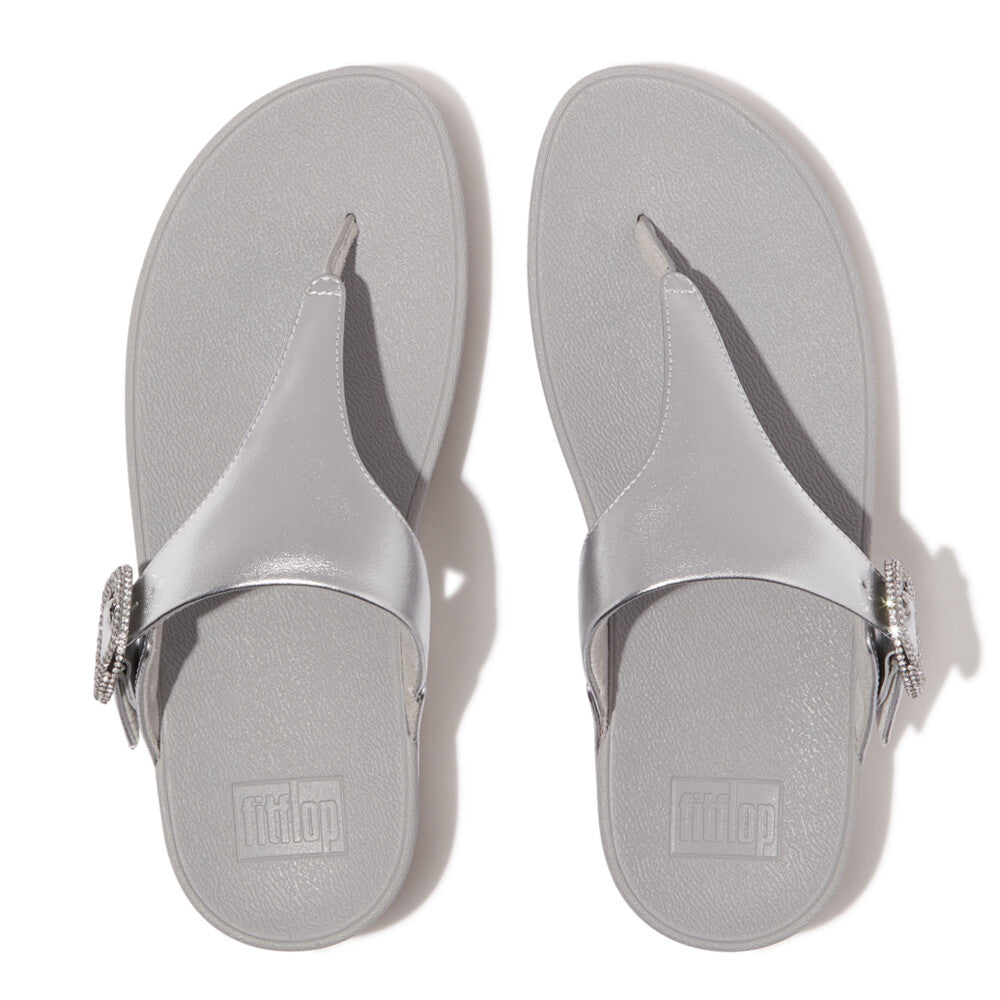 FitFlop FitFlop Lulu Crystal-Buckle Leather Toe-Post Sandals Sandal   