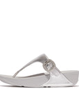 FitFlop FitFlop Lulu Crystal-Buckle Leather Toe-Post Sandals Sandal Silver 3 