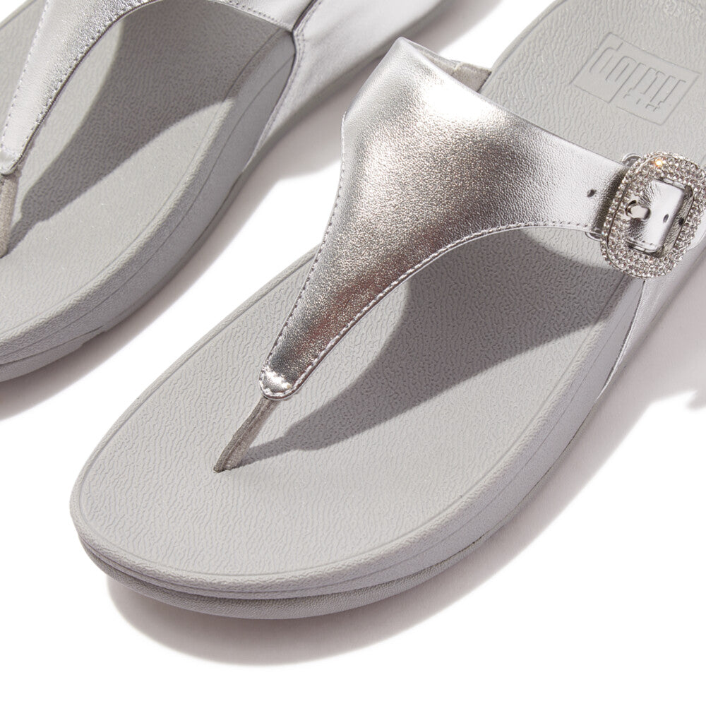 FitFlop FitFlop Lulu Crystal-Buckle Leather Toe-Post Sandals Sandal   