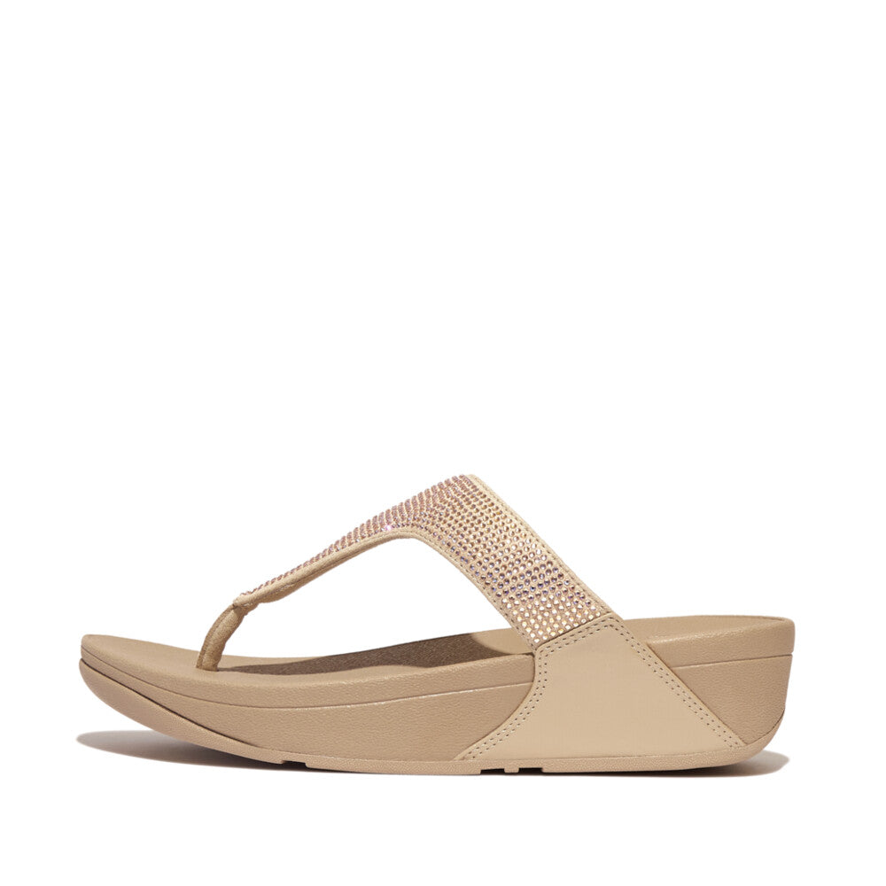 Crystal Toe-Post Sandals LULU Microwobbleboard Latte Beige 4