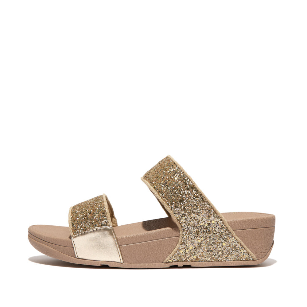 FitFlop FitFlop LULU Glitter Slide Sandals  Latte Beige 4 