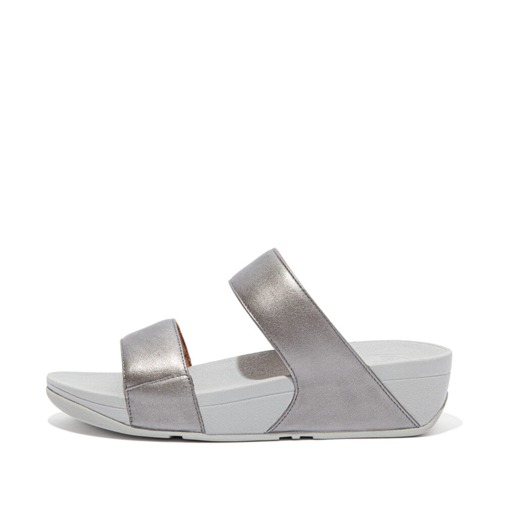 FitFlop FitFlop LULU Leather Slide Sandals  Pewter 4 